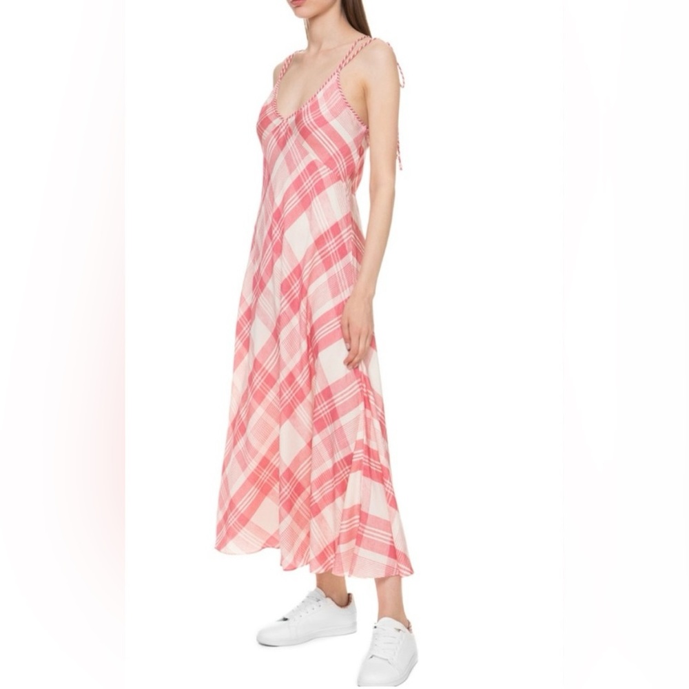 Ralph Lauren Pink Checkered Maxi Dress NWT